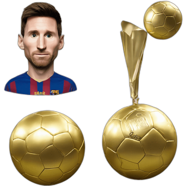 Lionel Messi avec un ballon d'or emoji