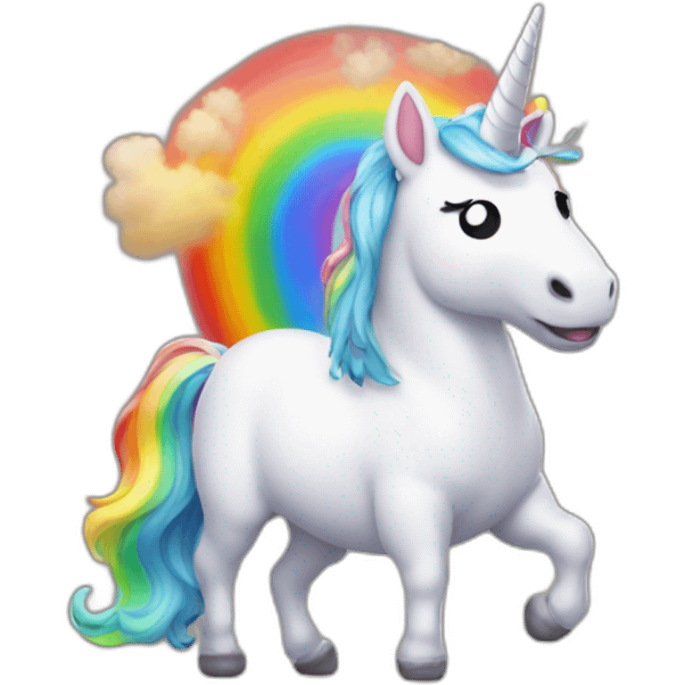 unicorn farting a rainbow emoji