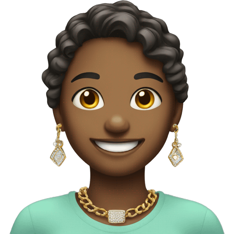 smiling girl with jewelry and braces  emoji