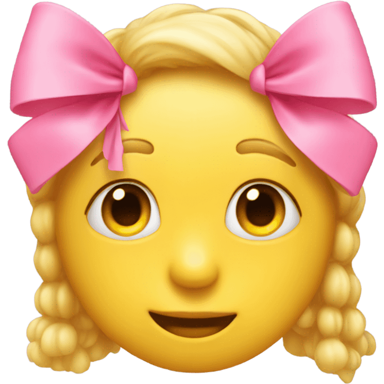 regular yellow emoji but has lashes and a pink bow on top emoji