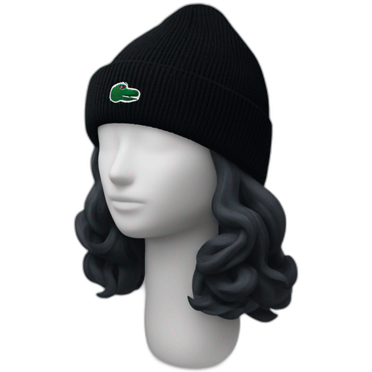 Black giro lacoste beanie with lacoste emoji