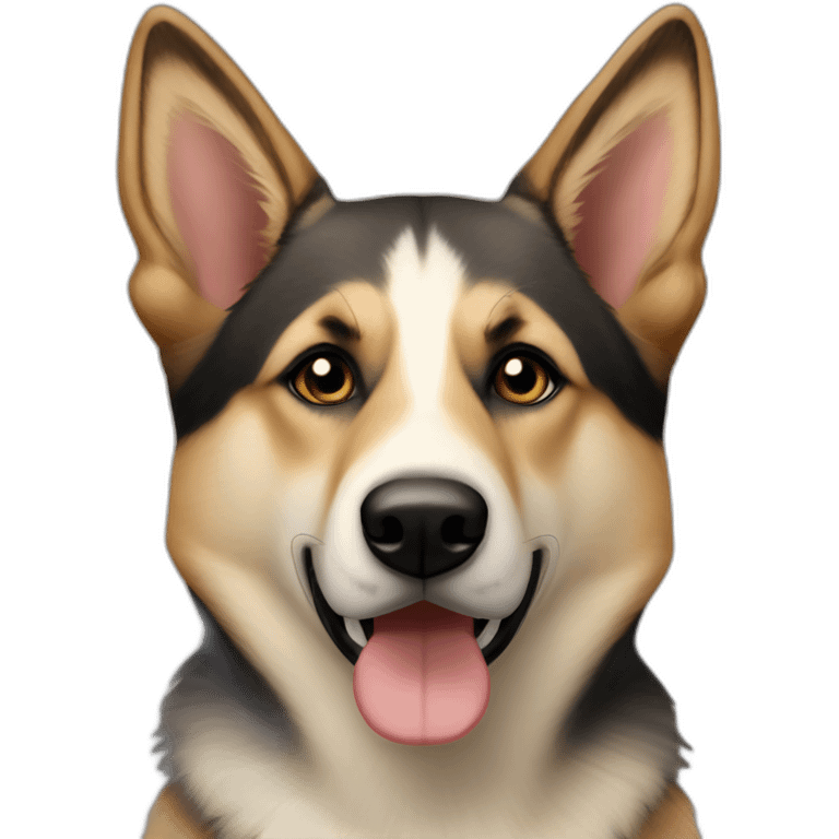 German shepherd and husky mix with dark nose with lightest shade being light-dark brown emoji