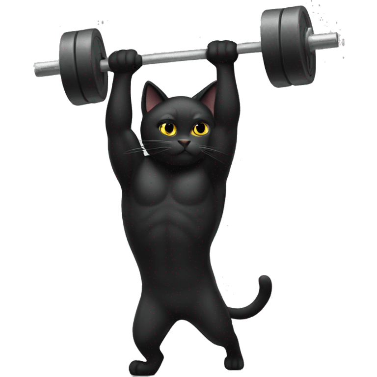 Black cat lifting weights emoji