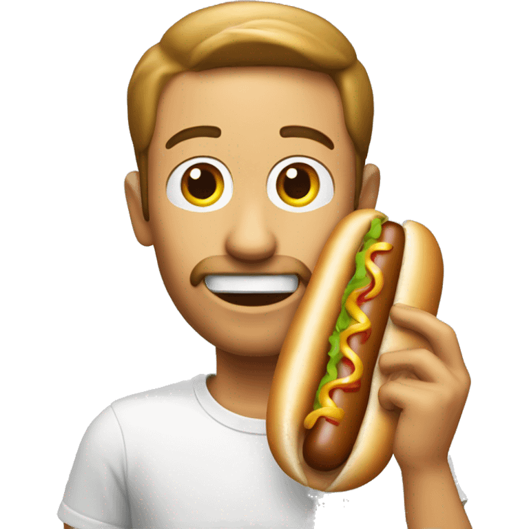 un monsieur qui mange un hot dog emoji