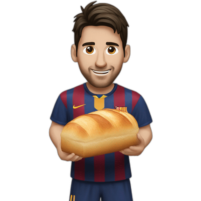 Leonel Messi with bread in the hand emoji