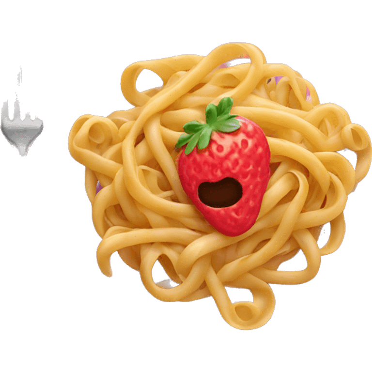 a plate of pasta with pink strawberry sauce in it  emoji