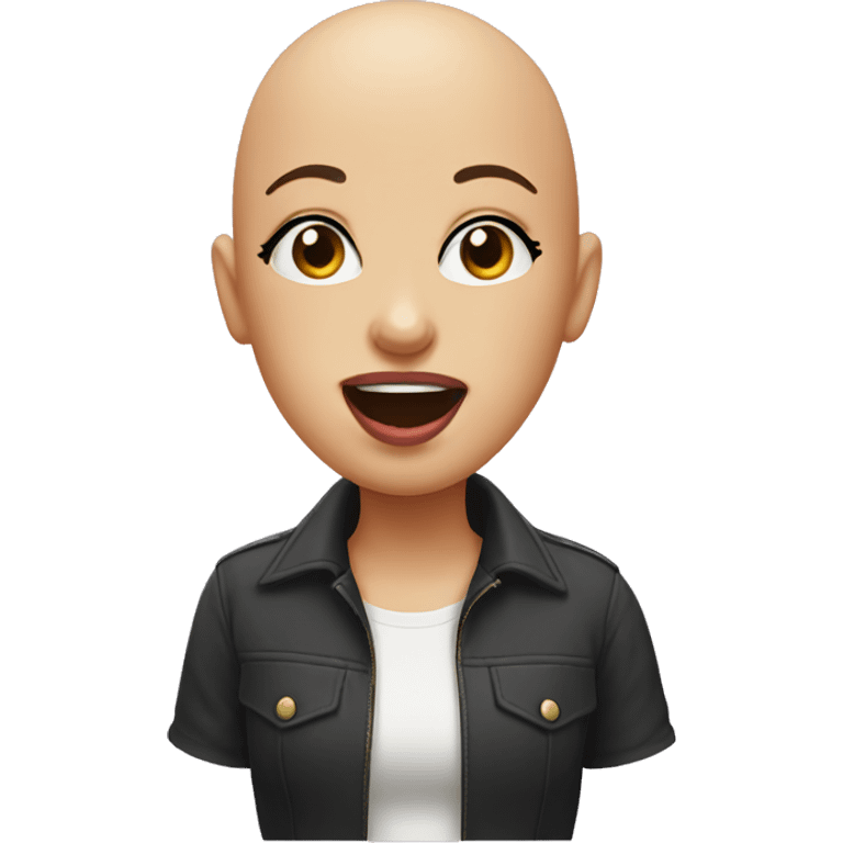 Bald head girl with tongue out emoji