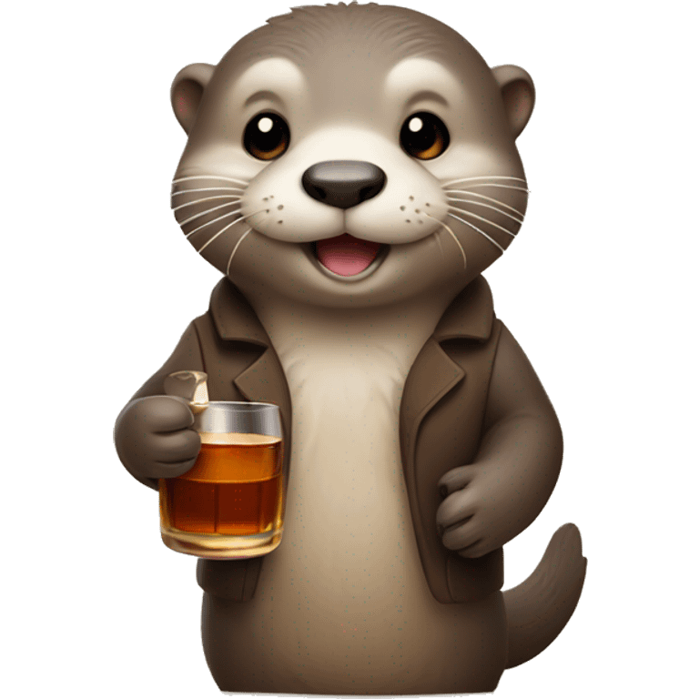 Cute Otter Holding a Whisky in his Hand  emoji