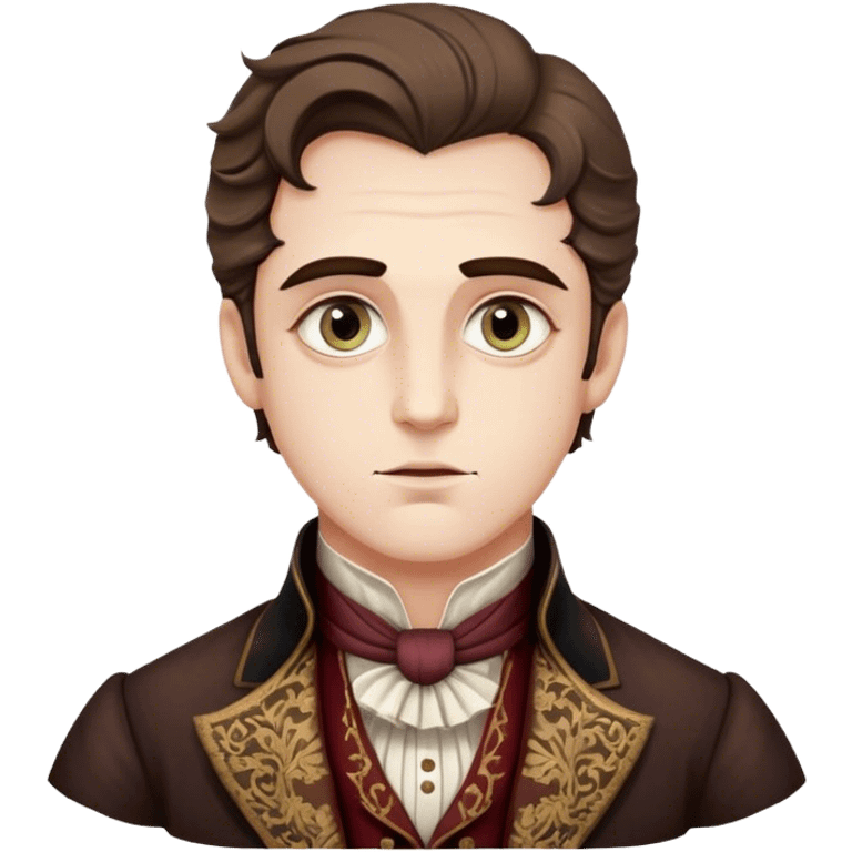 Cinematic Realistic Chopin Portrait Emoji, depicted as an introspective composer with expressive eyes and period attire, rendered with rich textured detail and soft classical lighting that captures his emotive musical genius. emoji