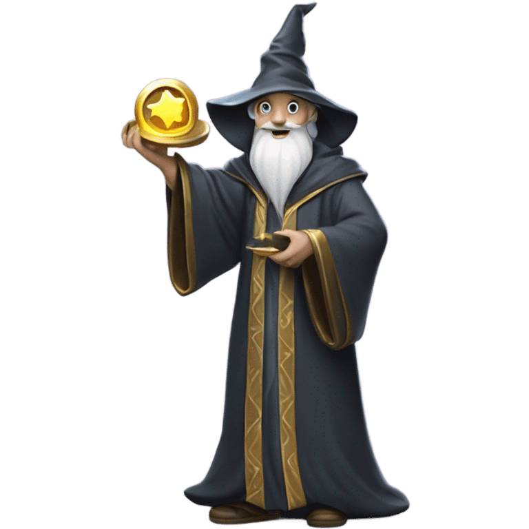 (wizard) holding  (hard disk) emoji