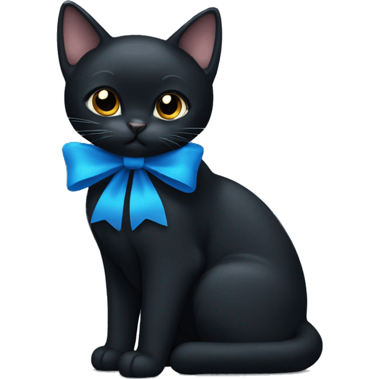 Black cat with blue bow emoji