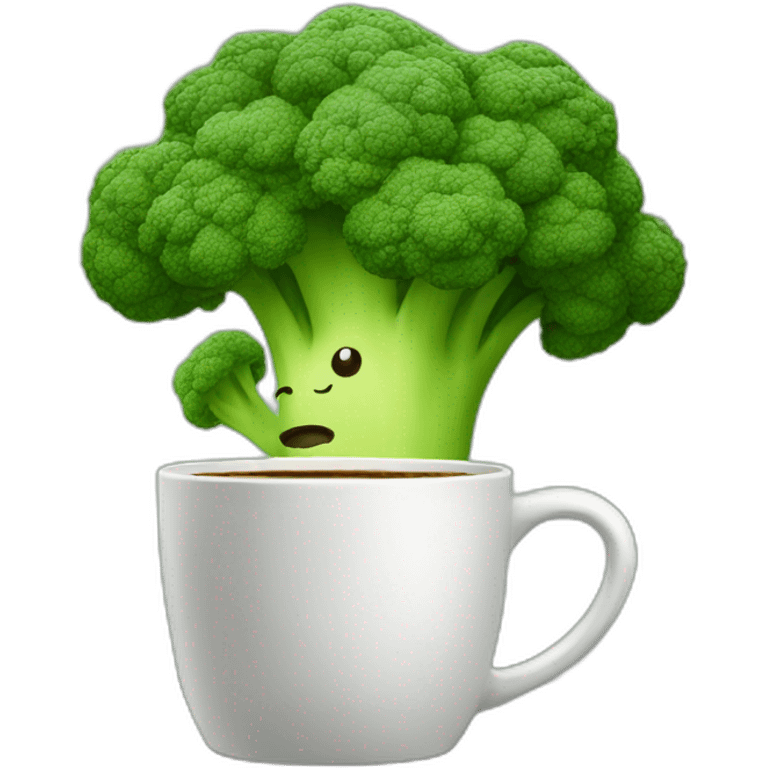 Brocoli drinking cofee  emoji