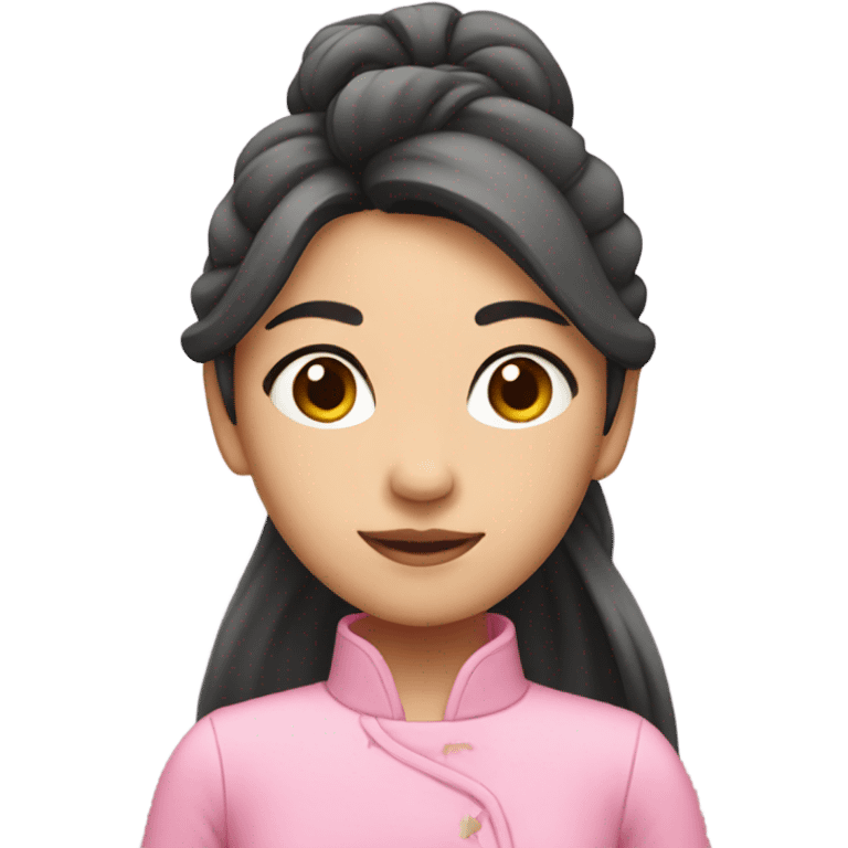 asian girl wearing pink emoji