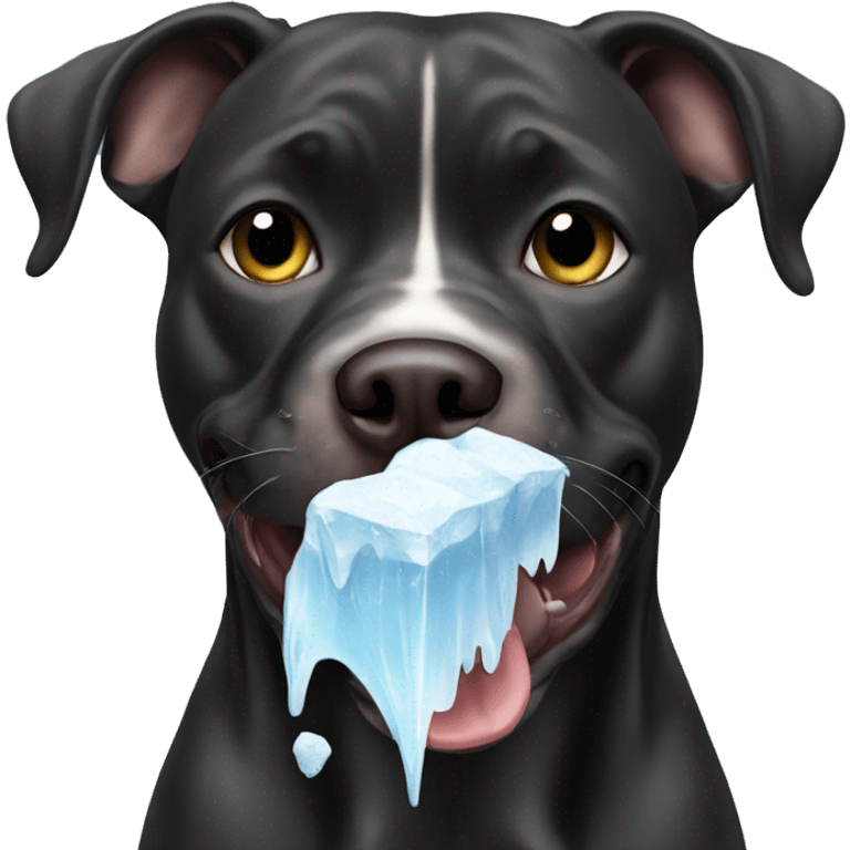 Black Pitbull eating ice  emoji