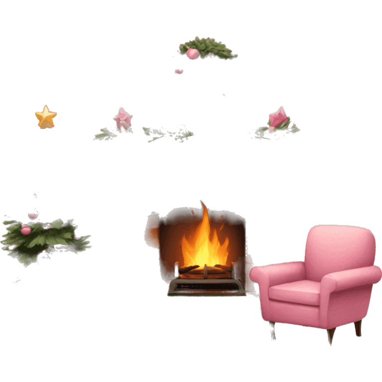 Christmas fireplace cute warm pink details  emoji