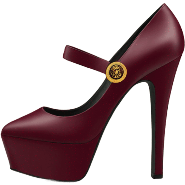 Burgundy high platform Versace heels emoji