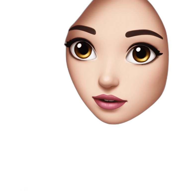 beautiful girl with white skin，black eyes，pink lips，black Long hair in the middle, nevus at the moment emoji