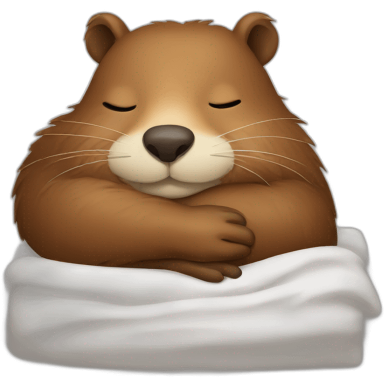 a beaver sleeping in a bed emoji