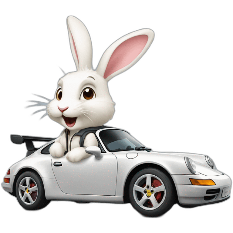 Lapin qui fait des rodéos en porsche emoji