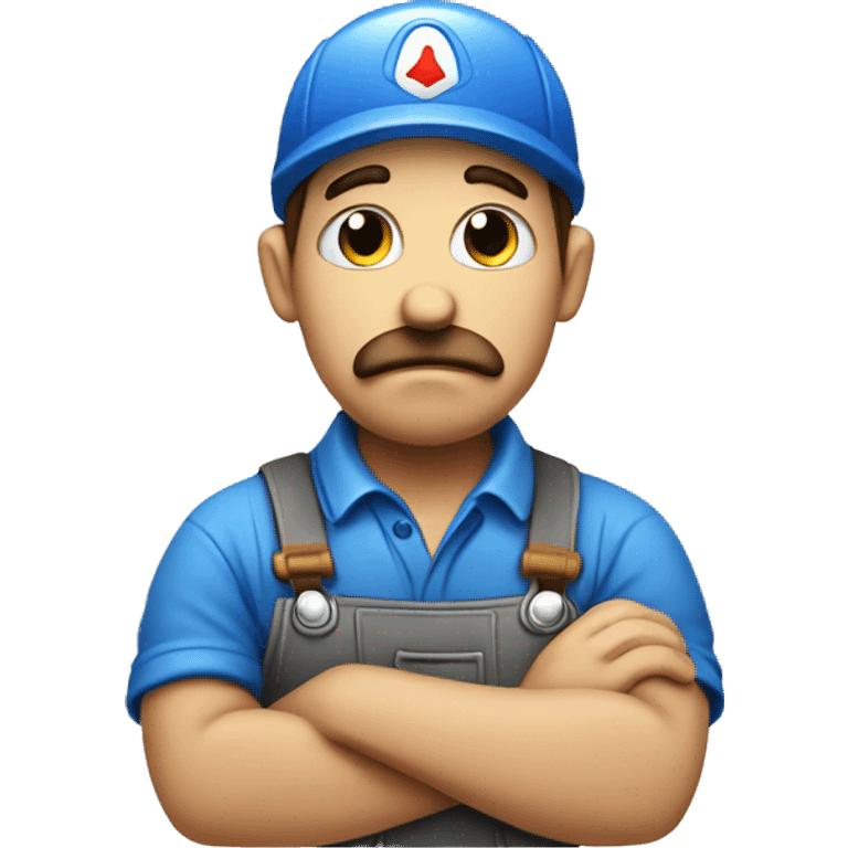 sad plumber with blue emoji