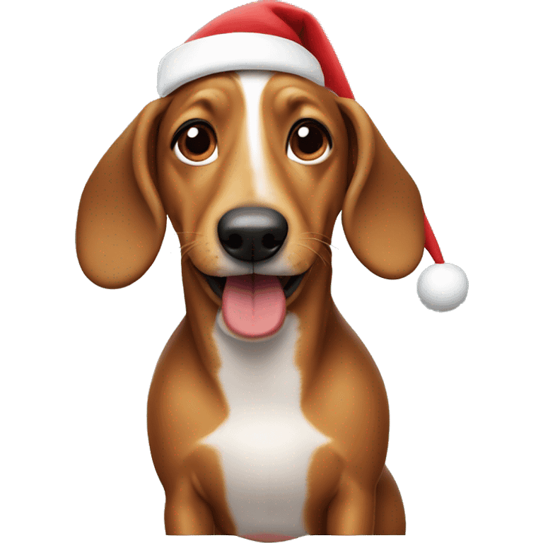 A wiener dog wearing a Santa hat  emoji