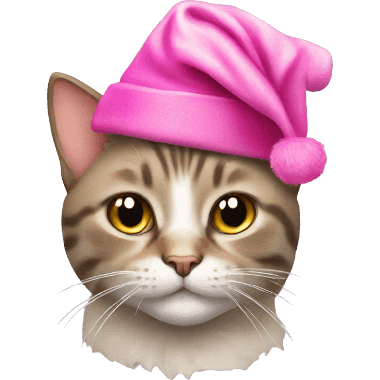 cat with pink christmas hat emoji