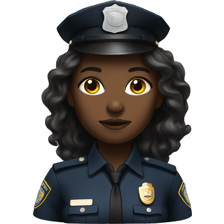 darkskin female cop with long hair emoji