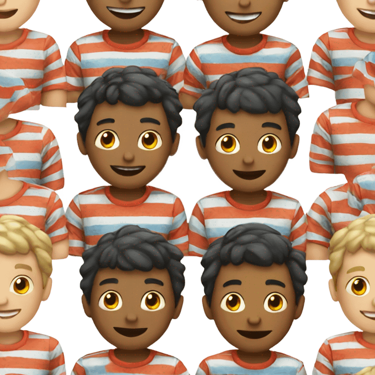 happy boys in striped shirts emoji