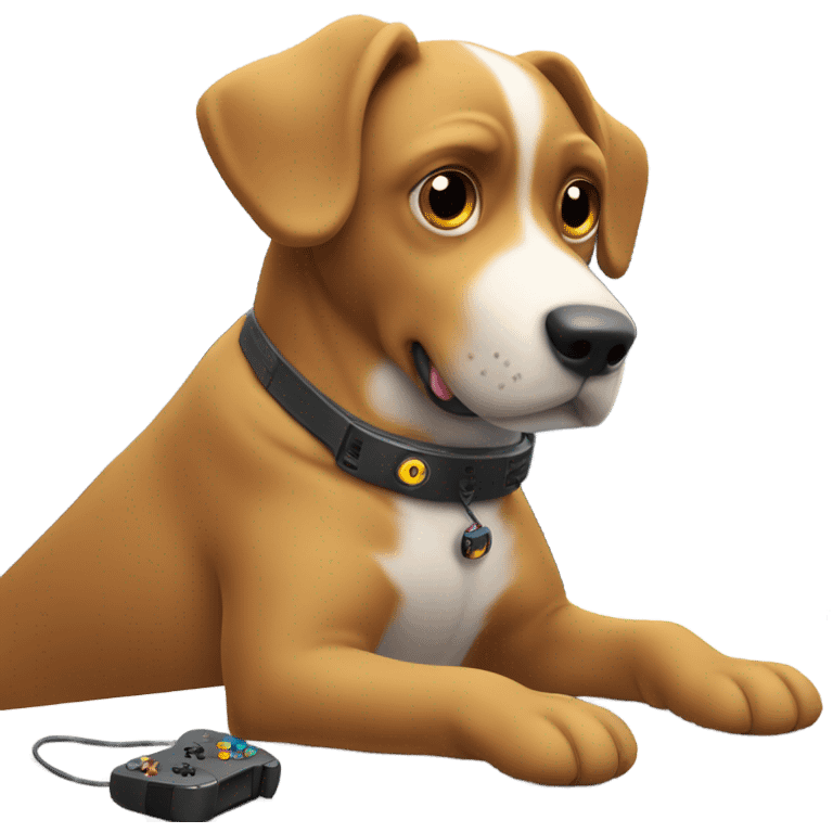 Dog playing video games emoji