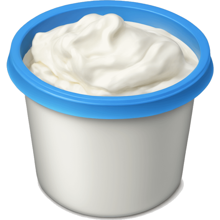 Sour cream in a plastic container with a plain blue label emoji