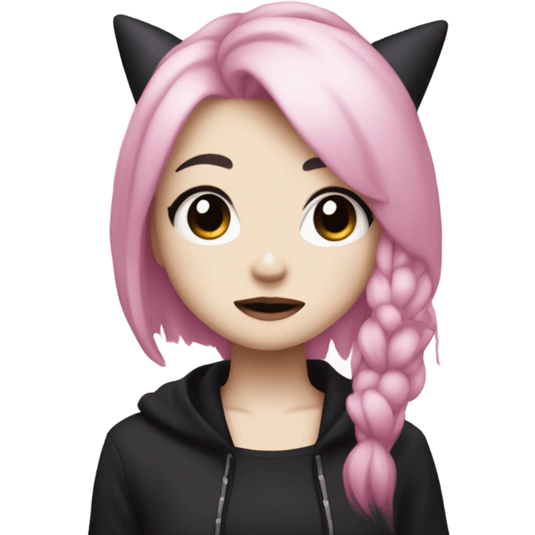 Kuromi Sanrio hello kitty girl with pink and blonde hair dark makeup emo emoji