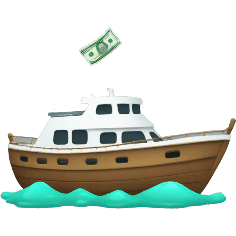 A BOAT WITH MONEY SPRAYING OUT emoji