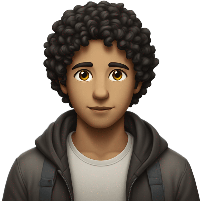 "A humble young man with dark curly hair, a thoughtful look, and simple clothes. A subtle Star of David nearby." emoji