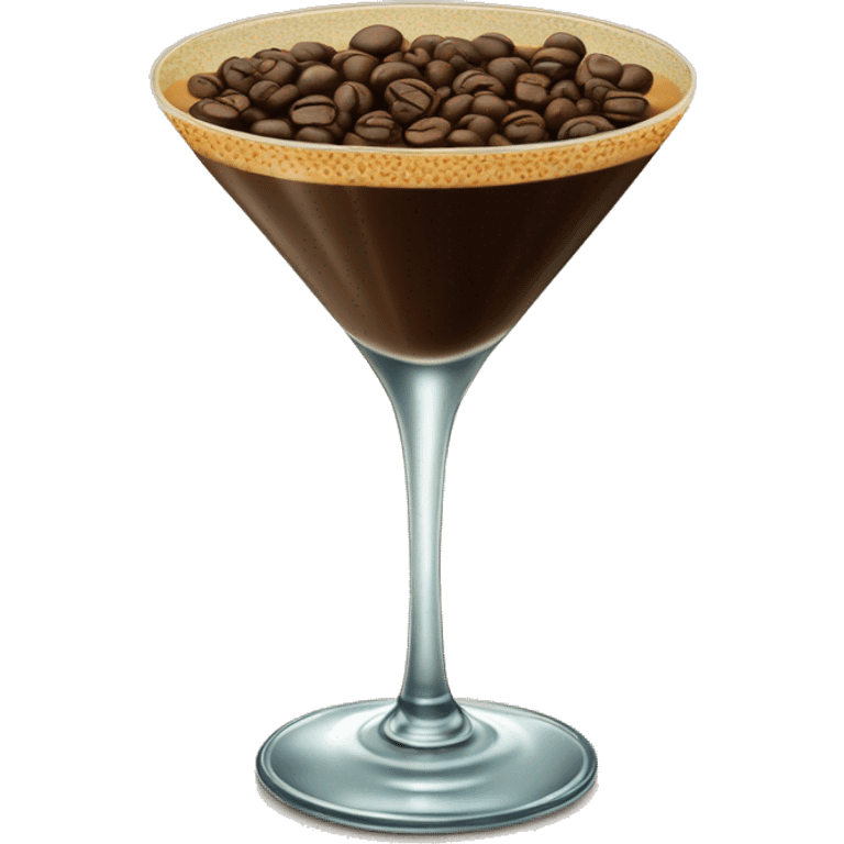 Cute espresso martini in vintage glass with coffee beans on top emoji