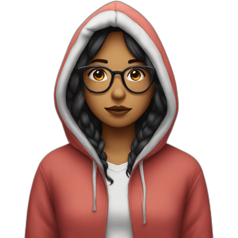 Anti social girl with glasses and hoodie meh emoji