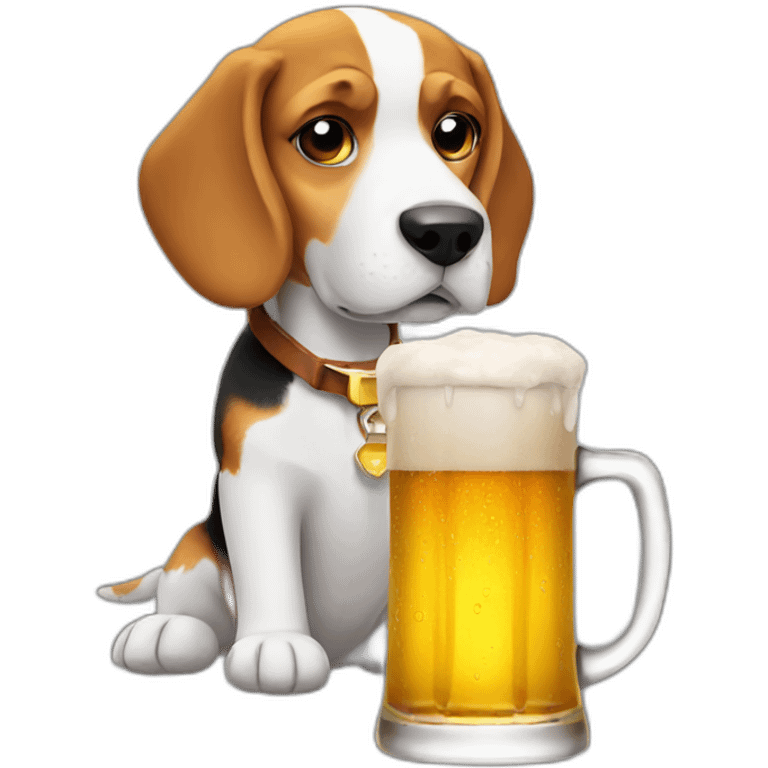 beagle with beer emoji