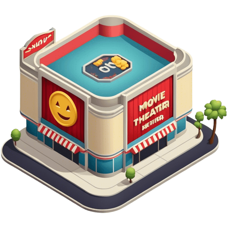 modern movie theater exterior isometric emoji