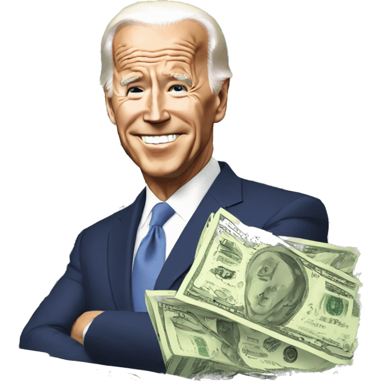 Joe Biden with dollars emoji