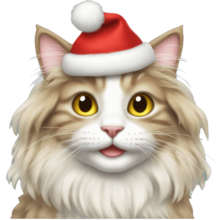 long haired happy christmas cat emoji