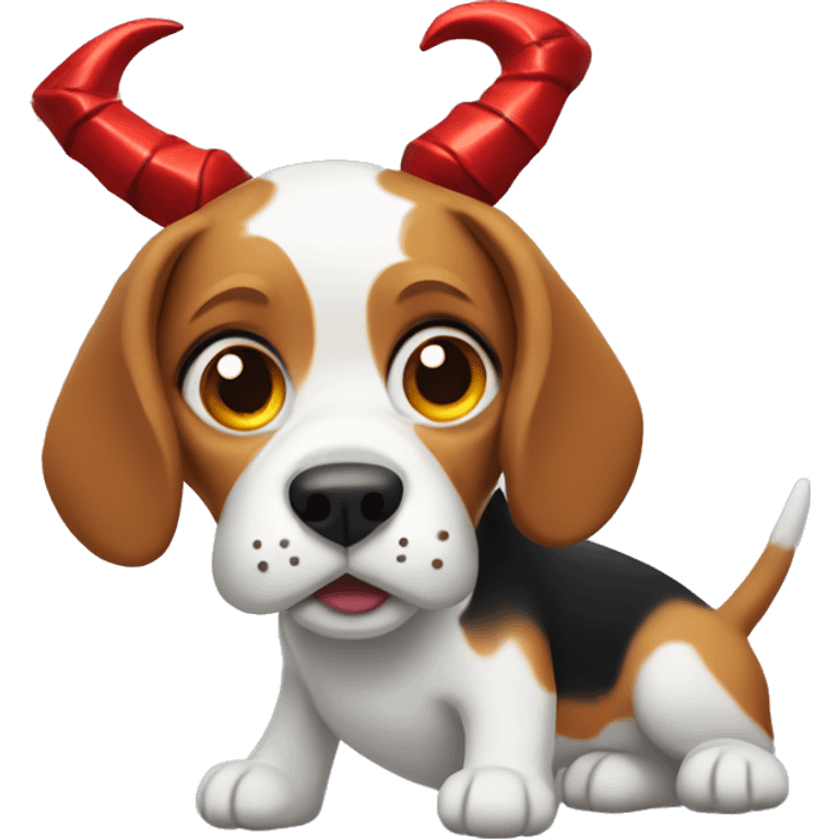 Beagle dog with devil horns emoji