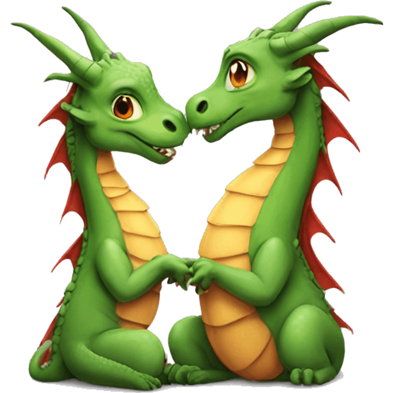 Dragons kissing emoji