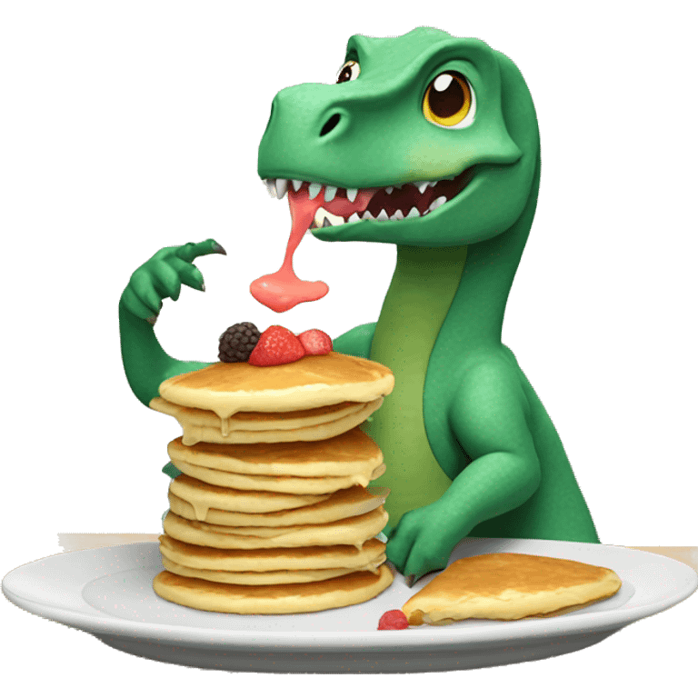 Dinosaur eating pancakes emoji