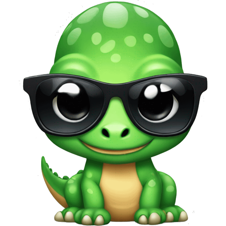 a baby dinosaur with black sunglasses emoji