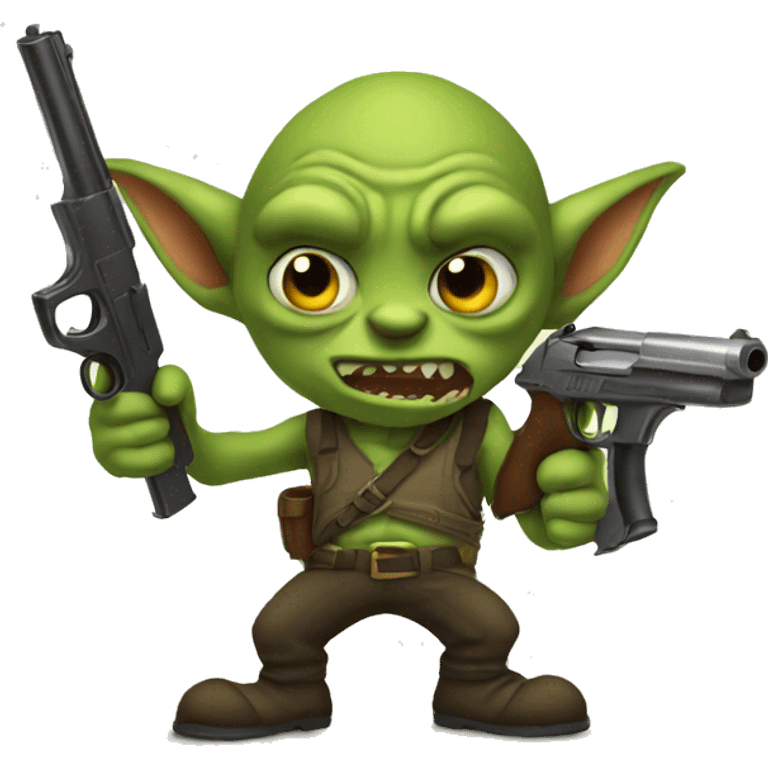 Goblin emoji holding a gun emoji