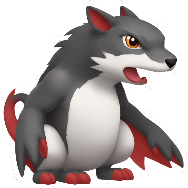 Cute cool black red white grey animal hybrid Fakemon full body emoji