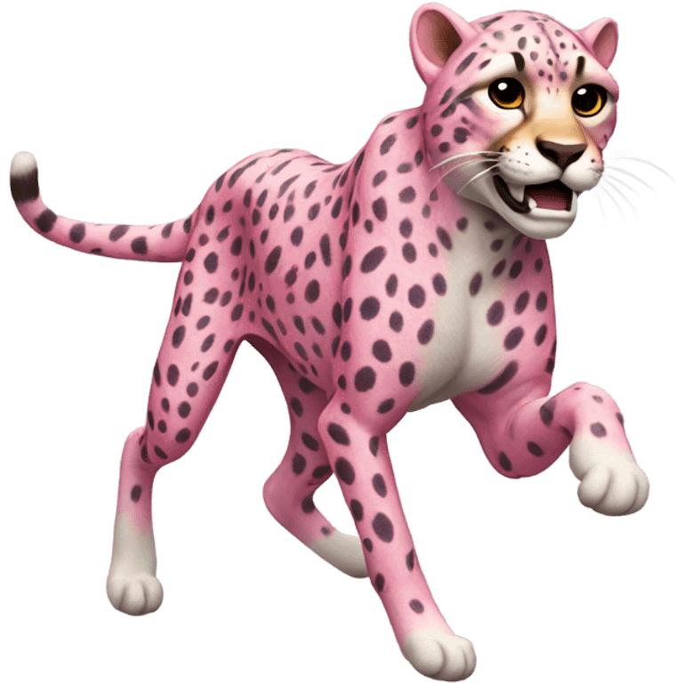 Realistic Pink cheetah running emoji