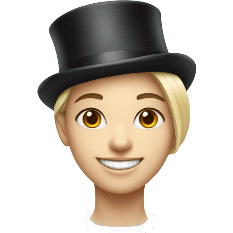 smiling girl white skin, in top hat emoji