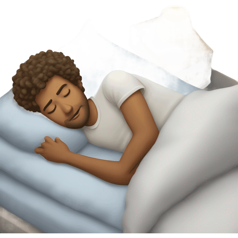 man with curly hair sleeping on a pillow emoji