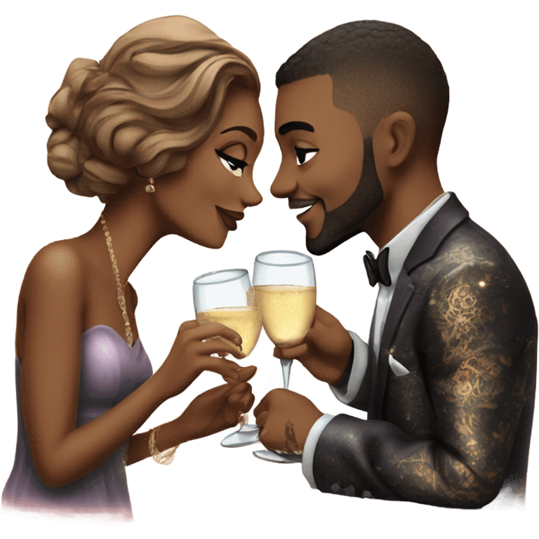 Romantic date for beautiful tattooed couple drinking champagne  emoji