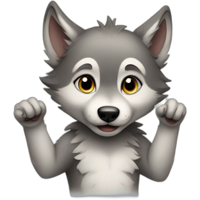 baby wolf making the okay sign emoji